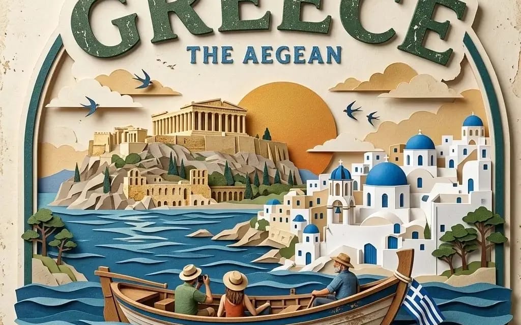 Create a premium collectible vintage travel poster badge
