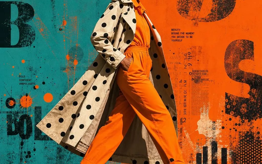 A stylish woman with a short, textured afro strides