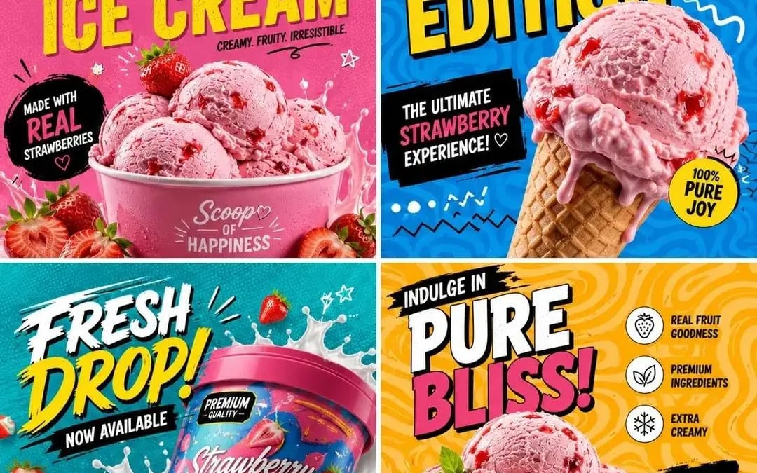 Create a bold, colorful 1:1 social media campaign grid