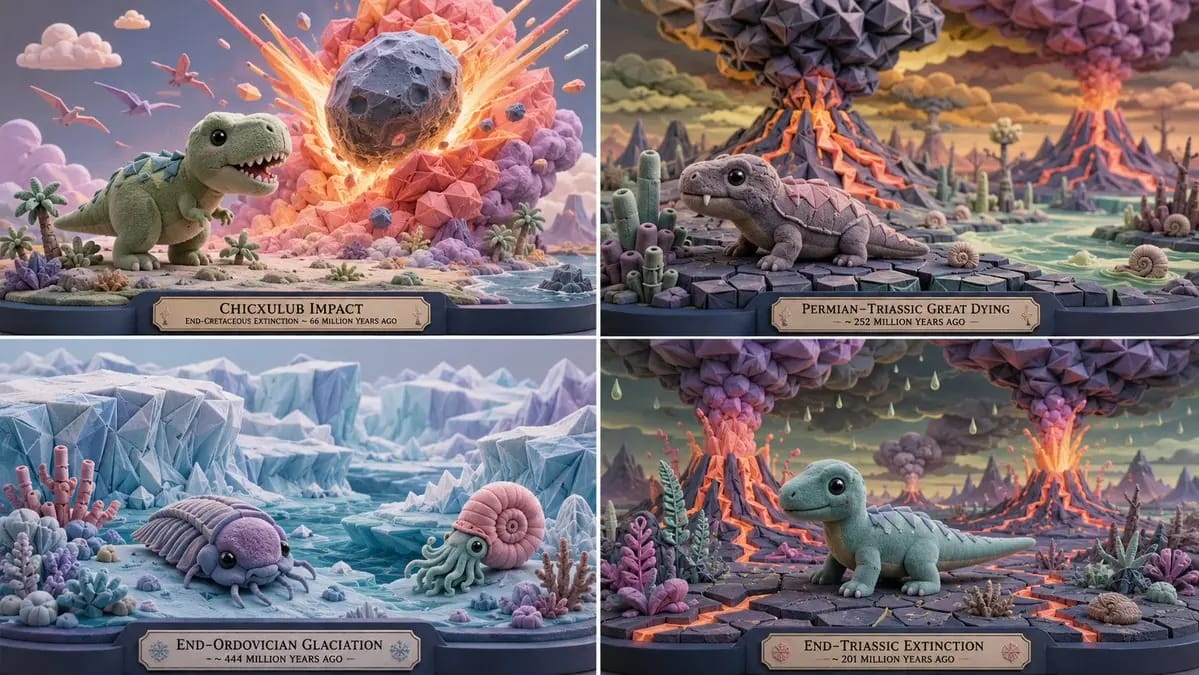2x2 grid, 16:9, do this for 4 extinction level events