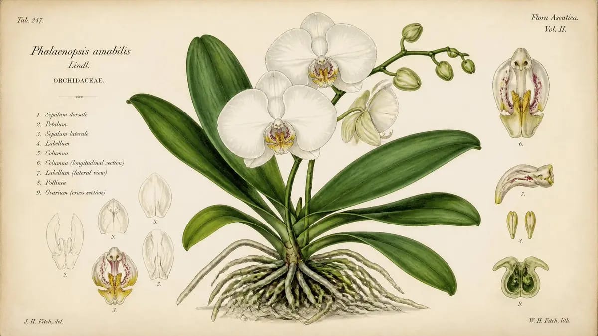 Scientific botanical illustration of Plant Name