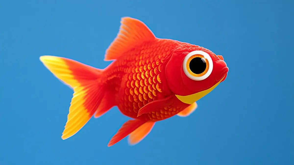 Super macro close-up of goldfish eye with vivid red orange