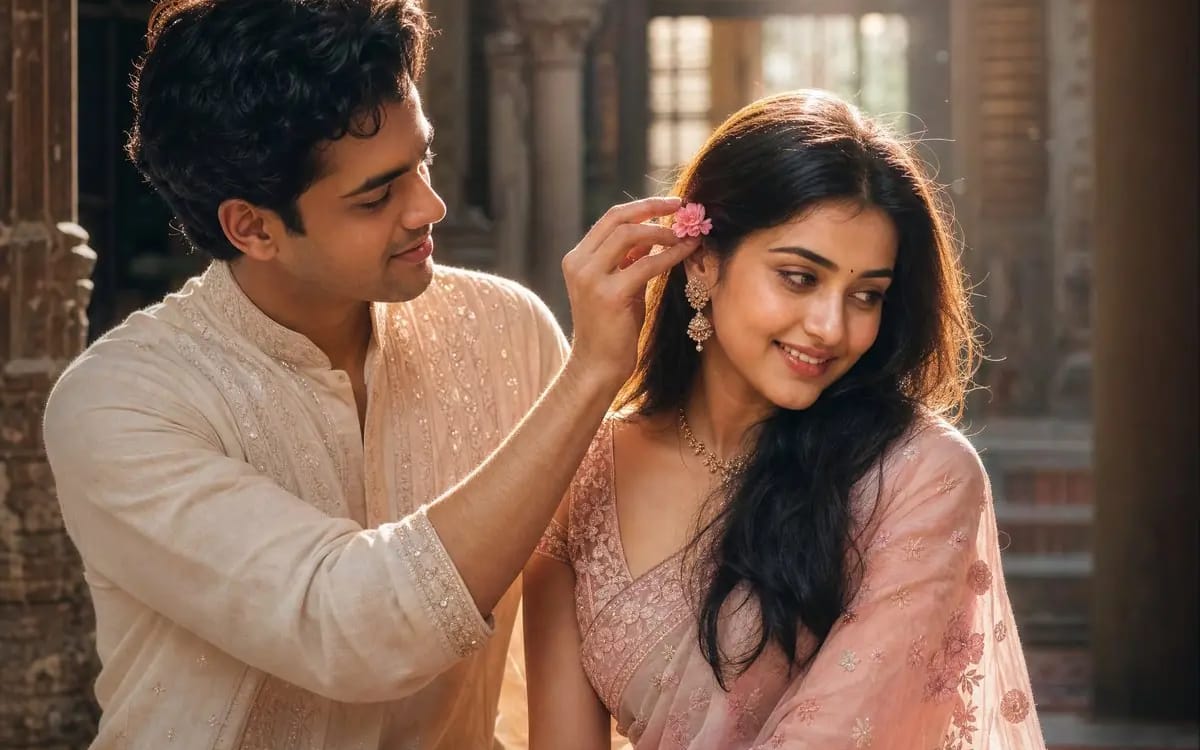 Ultra-realistic cinematic portrait of a young South Asian