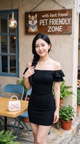 A beautiful young East Asian woman with fair skin and soft