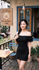 A beautiful young East Asian woman with fair skin and soft
