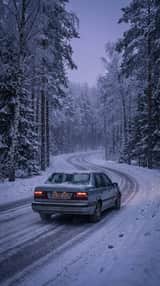 Ultra-realistic cinematic winter road scene