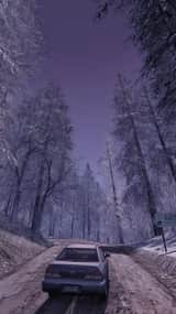 Ultra-realistic cinematic winter road scene