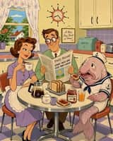 Mid-century theatrical cartoon still featuring Character