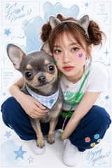 A fashion editorial collage photo in a Y2K 'soft pop art