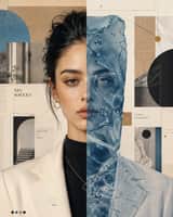 Create a museum-quality surreal editorial portrait