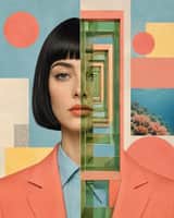 Create a contemporary editorial collage portrait
