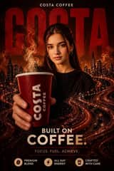 A premium cinematic Starbucks-style coffee advertising