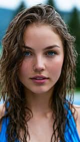 A photorealistic portrait of a stunning young woman