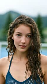 A photorealistic portrait of a stunning young woman