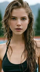 A photorealistic portrait of a stunning young woman
