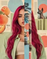 Bold surreal editorial portrait of CHARACTER