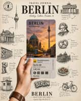 Create a premium travel journal-style collage poster