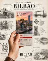 Create a premium travel journal-style collage poster