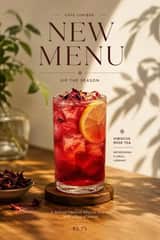 Create a premium cafe advertisement poster featuring Product