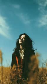 Cinematic minimalist portrait of a beautiful young East