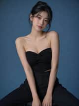 Ultra-realistic studio fashion portrait of a cute