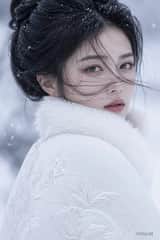 单人，一位东亚 INS 成年女网红，黑色长发松散盘起