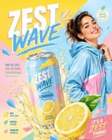 Pastel pop advertising illustration of Human beside a tilted