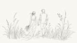 Elegant botanical monoline illustration of Subject