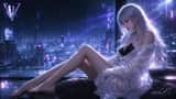 成年银白长发女性，3D二次元半写实游戏CG风