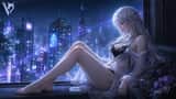 成年银白长发女性，3D二次元半写实游戏CG风