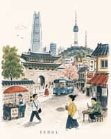 Create a charming vertical 4:5 mid-century travel