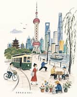 Create a charming vertical 4:5 mid-century travel