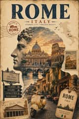 Create a premium vintage editorial travel poster for City