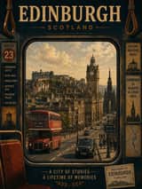 Create a collection of vintage retro travel posters