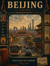 Create a collection of vintage retro travel posters