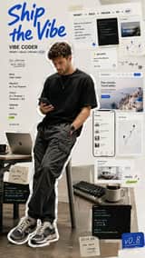 Create a 9:16 full-body editorial portrait poster