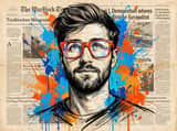 Abstract Expressionist Portrait with Orange Glasses