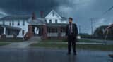 Alien and businessman complex scene