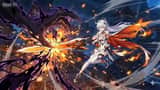 アニメの戦闘シーン：騎士 vs. 影のモンスター