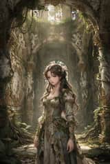 Anime Realism Portrait in Overgrown Rococo Palace
