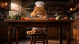 Cinematic Cat Chef Cooking Tutorial