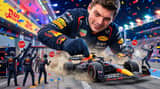 Comedic Giant Max Verstappen in Pit Lane