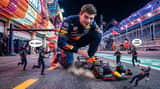 Comedic Giant Max Verstappen in Pit Lane