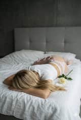 Coquette Aesthetic Bedroom Pose (Legs Raised)