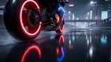 Cyberpunk Anime Motorcycle Battle Scene