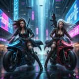 Cyberpunk Motorcycle Chase in Neon Megacity