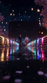 Scène de romance cyberpunk : Nuit d'anniversaire de l'école