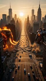 象 vs メック：映画のようなアクション
