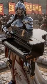 グランドピアノを演奏する未来の戦士
