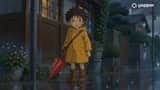スタジオジブリ風の雨の村のアニメーション